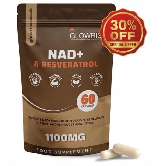 Glowrise NMN &Trans-Resveratrol Supplement 1100mg with Black Pepper Extract - Cellular Energy Booster - (60 Count (Pack of 1))